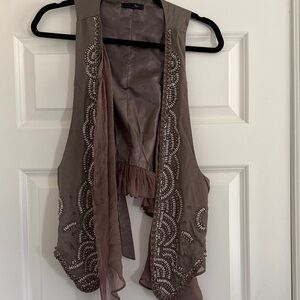 Ryu Beaded  Taupe Vest
